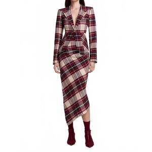 NEW SMYTHE patch pocket duchess blazer in garnet plaid